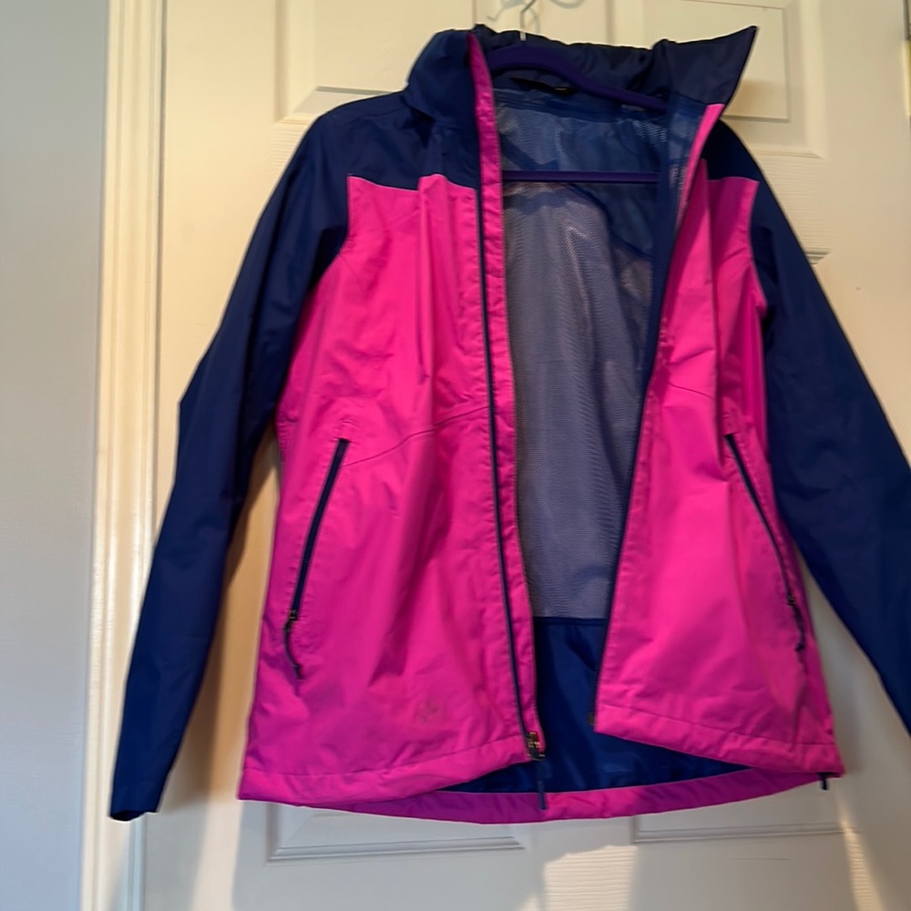 NORTHFACE rain jacket, blue and pink, only worn a few times